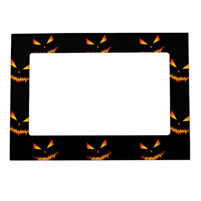 Cool scary Jack O'Lantern face Halloween pattern Magnetic Frame (Front)