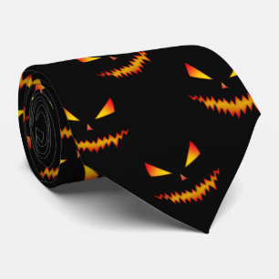 Cool scary Jack O'Lantern face Halloween pattern Neck Tie