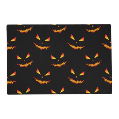 Cool scary Jack OLantern face Halloween pattern Placemat