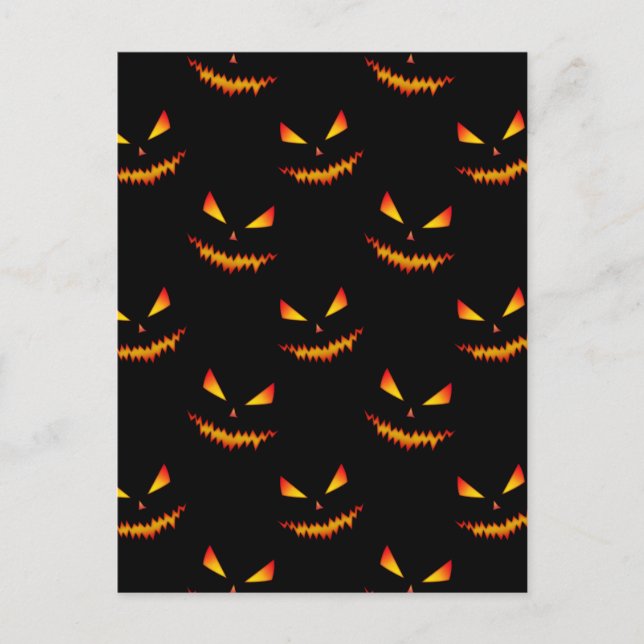 Cool scary Jack O'Lantern face Halloween pattern Postcard (Front)