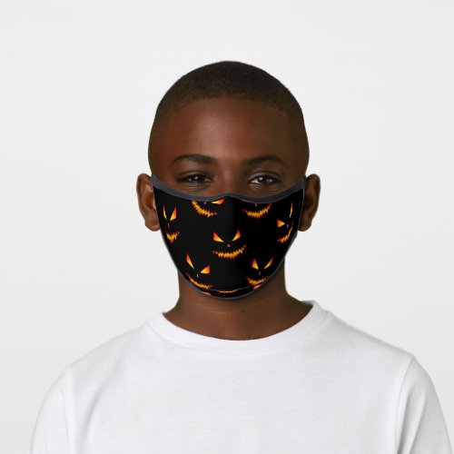 Cool scary Jack OLantern face Halloween pattern Premium Face Mask