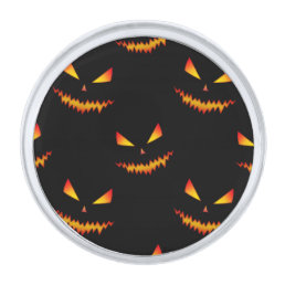 Cool scary Jack O&#39;Lantern face Halloween pattern Silver Finish Lapel Pin