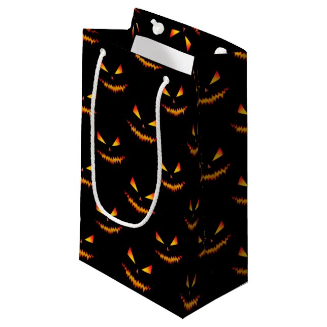 Cool scary Jack O'Lantern face Halloween pattern Small Gift Bag (Front Angled)
