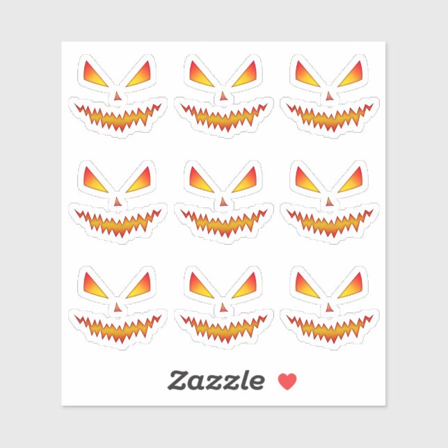 Cool scary Jack O'Lantern face Halloween pattern Sticker (Sheet)