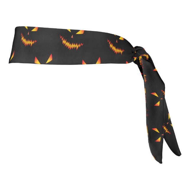 Cool scary Jack O'Lantern face Halloween pattern Tie Headband (Rotate 90)