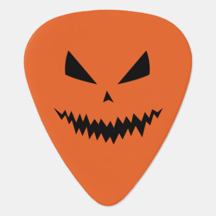 Cool scary Jack O'Lantern Halloween black orange Guitar Pick