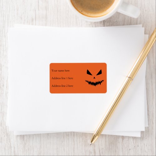 Cool scary Jack OLantern Halloween black orange Label