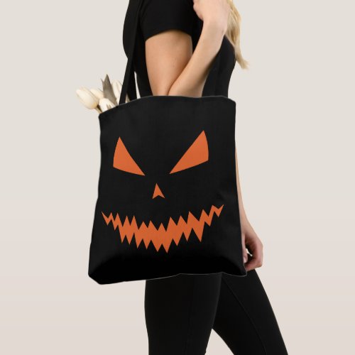 Cool scary Jack OLantern Halloween orange black Tote Bag