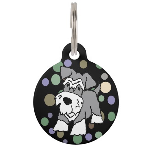 Cool Schnauzer Dog Abstract Art Pet ID Tag