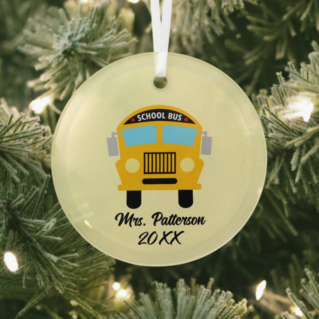 Cool School Bus Driver add name  Glass Ornament (Insitu)