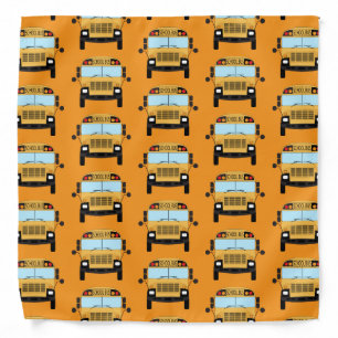 Cool School Bus Driver Graphic Patterned Orange Bandana