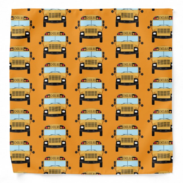 Cool School Bus Driver Graphic Patterned Orange Bandana (Front)
