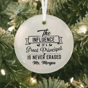 Cool School Principal add name Glass Ornament