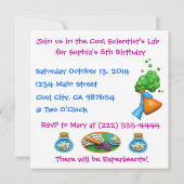 Cool Science Birthday Party for Girls Invitation (Back)