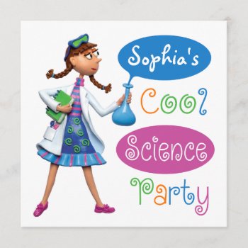 Cool Science Birthday Party For Girls Invitation by AmyVangsgard at Zazzle