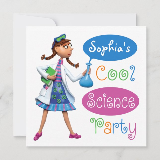 Cool Science Birthday Party for Girls Invitation (Front)