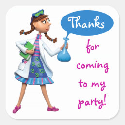 Cool Science Birthday Party for Girls Square Sticker