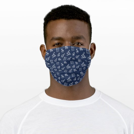 Cool Science Laboratory Equipment Pattern Adult Cloth Face Mask (Worn)