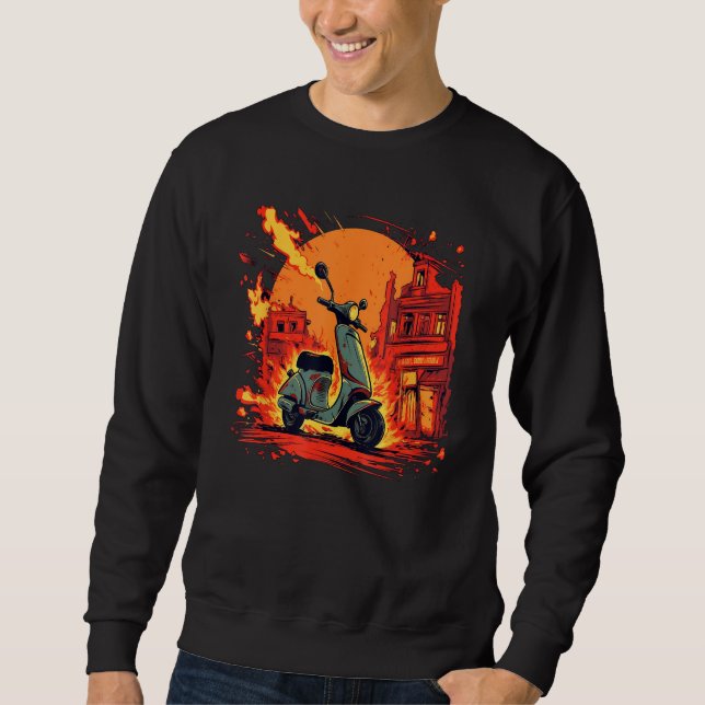 Cool Scooter Bike with Flames Sweatshirt (Front)