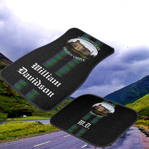 Cool Scottish Davidson Clan Castle Tartan Black Car Floor Mat