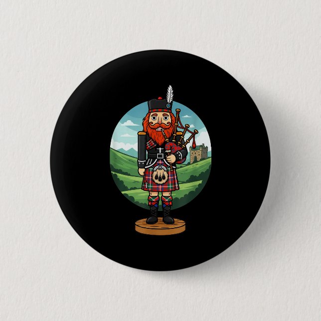Cool Scottish Nutcracker Bagpes  Button (Front)
