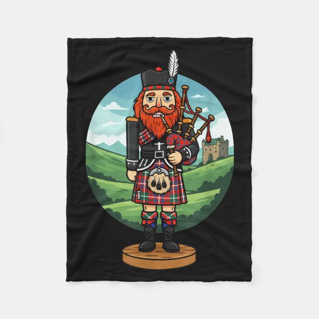 Cool Scottish Nutcracker Bagpes  Fleece Blanket (Front)