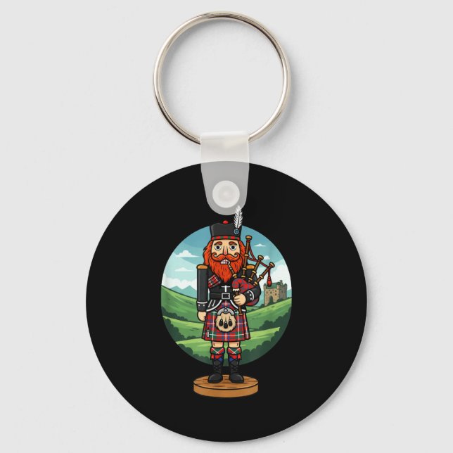 Cool Scottish Nutcracker Bagpes  Keychain (Front)