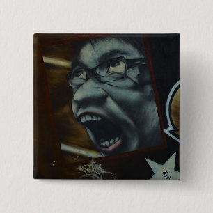 Cool Scream Graffiti Face Button