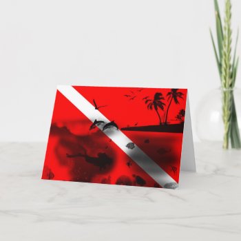 Cool Scuba Diver Flag Holiday Card by Hodge_Retailers at Zazzle