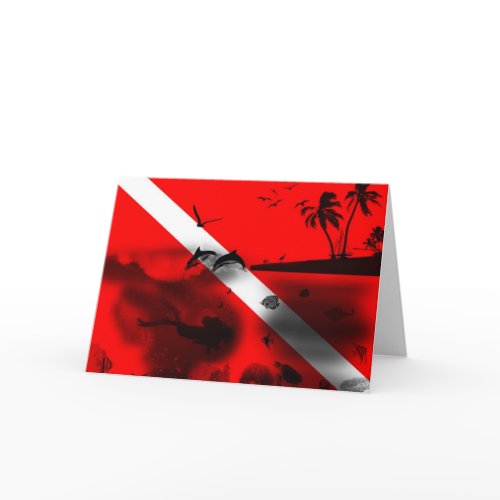 Cool Scuba Diver Flag Holiday Card