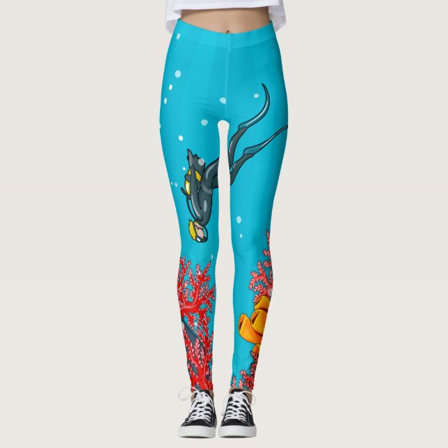 Cool Scuba Diver Leggings (Front)