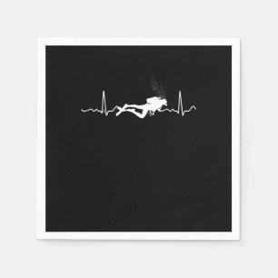 Cool Scuba Diving Diver Heartbeat Graphic Napkins