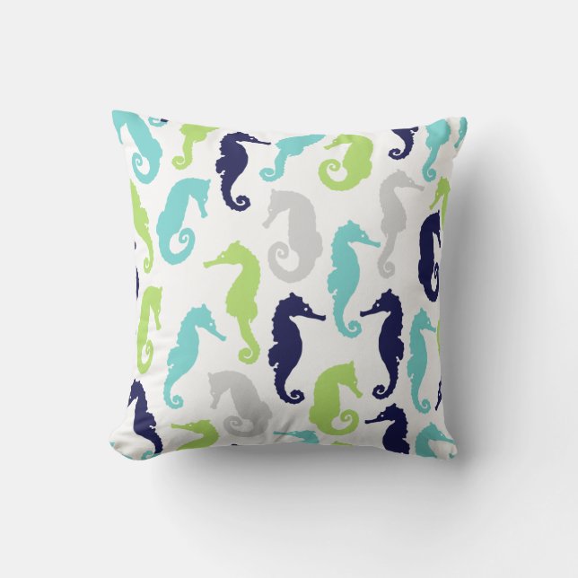 Cool Sea Horses Pattern Throw Pillow (Front)