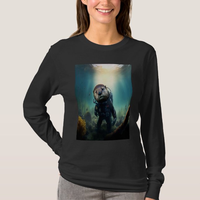 Cool Sea Otter Costume Scuba Diving Otter T-Shirt (Front)