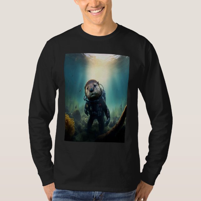 Cool Sea Otter Costume Scuba Diving Otter T-Shirt (Front)