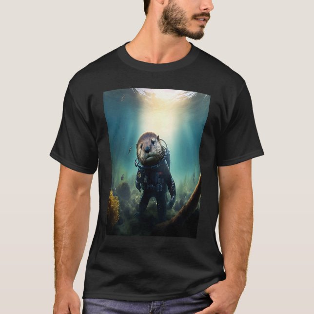 Cool Sea Otter Costume Scuba Diving Otter T-Shirt (Front)