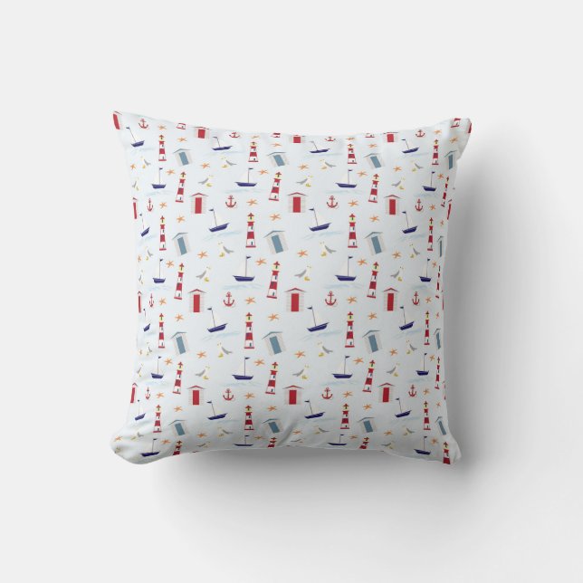 Cool Sea Symbols Throw Pillow (Front)