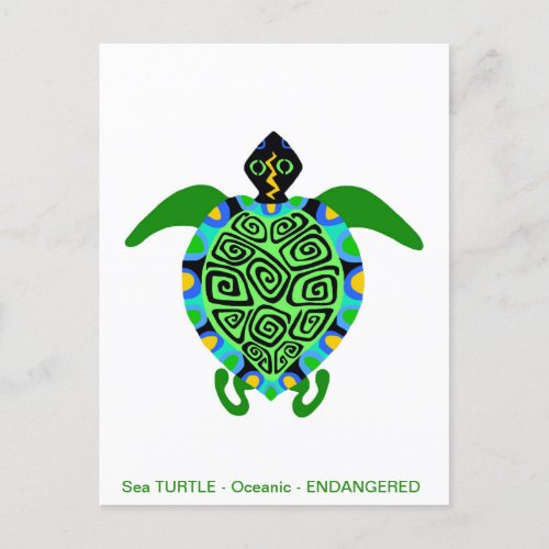 Cool Sea TURTLE _ Endangered species _Postcard Holiday Postcard