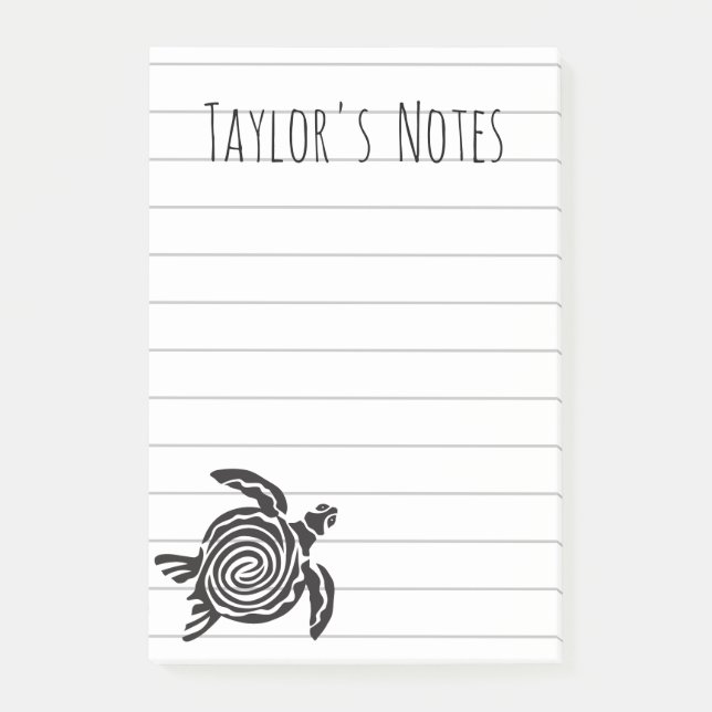 Cool Sea Turtle Personalized Name Post-it Notes (Front)