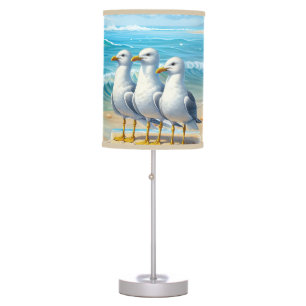 Cool seagull lovers beach house table lamp
