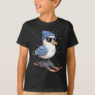 Cool Seagull On Skis - Nordic Winter Seagulls Aprè T-Shirt