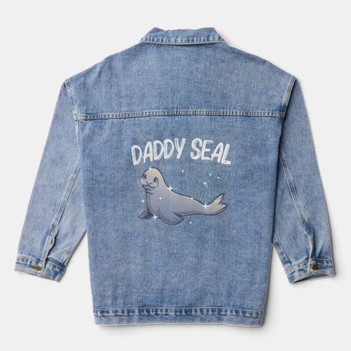 Cool Seal For Men Dad Sea Lion Animal  Harp Seals  Denim Jacket