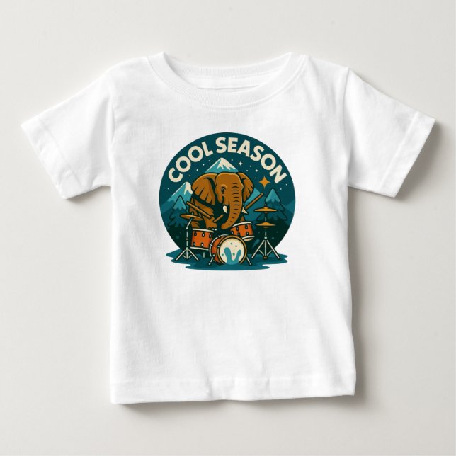 COOl SEASON Elephant Drummer Graphic Design Baby  Baby T-Shirt (Front)