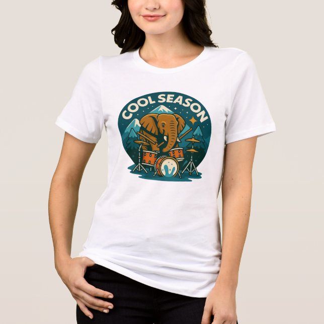 COOL SEASON Elephant Drummer Graphic Design women  Tri-Blend Shirt (Front)