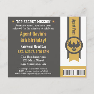 Cool Secret Agent Birthday Party Invitation