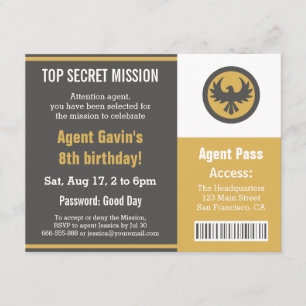 Cool Secret Agent Birthday Party Invitation