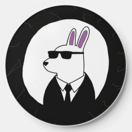 Cool Secret Agent Bunny Wireless Charger (Front)