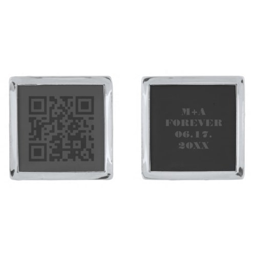 Cool secret QR code love and monogram Valentine Cufflinks