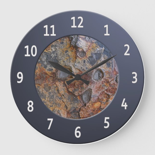 Cool Sedementary Rock Shiny Metalic Digits Circle Large Clock (Front)