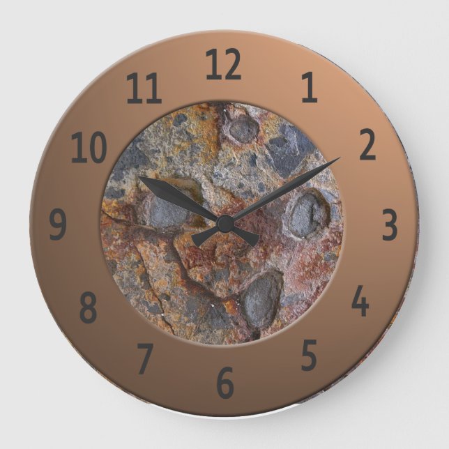 Cool Sedementary Rock Shiny Metalic Digits Circle Large Clock (Front)